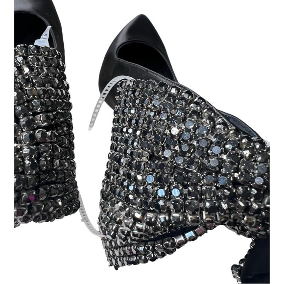 Antonio Melani Black Satin Crystal Bow Apollo Bow Satin Pump NWOB Size 8.5M - Picture 10 of 15